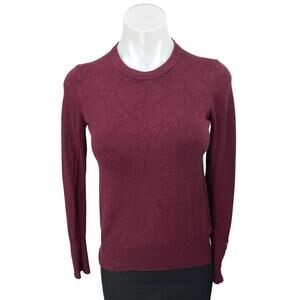 Zara Women's Maroon Knit Long Sleeve Crew Neck Pullover Cozy Sweater Top Size S